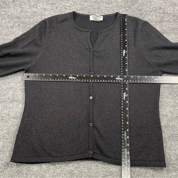 Style & Co. Collection Cardigan Sweater Womens MP Medium Petite Black Sparkly - Picture 5 of 9